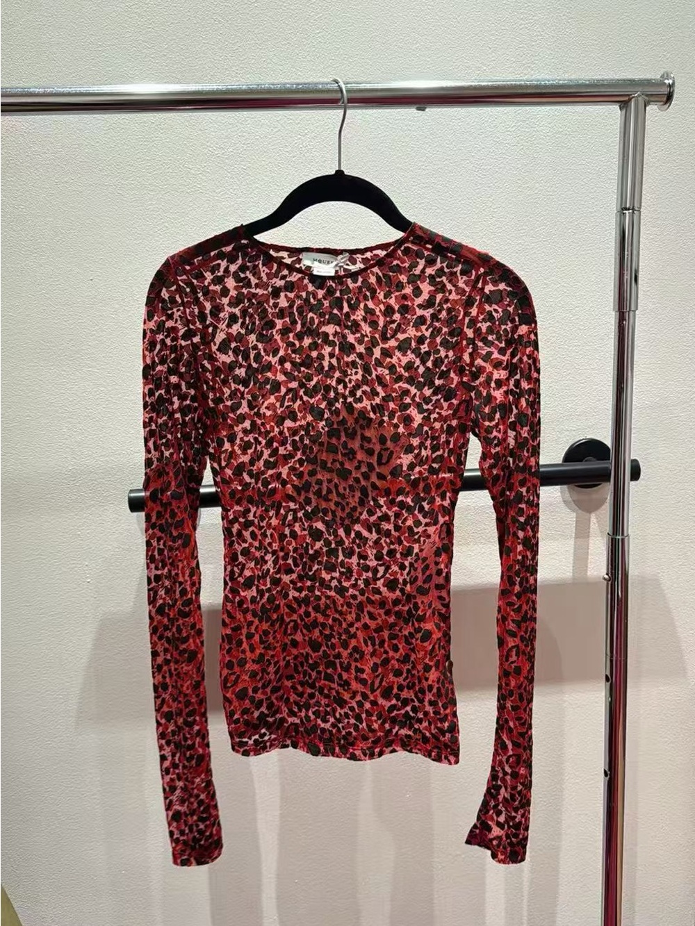 Alexander McQueen Red and Black Leopard Print Long-Sleeve Blouse